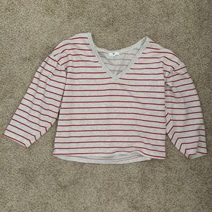 Striped balloon sleeved crop top